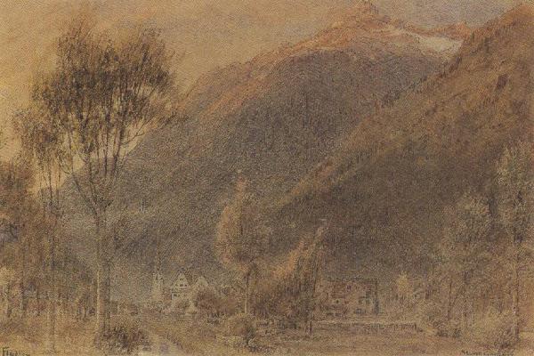 Albert goodwin,r.w.s The Town of Fluelen,Switzerland (mk37)